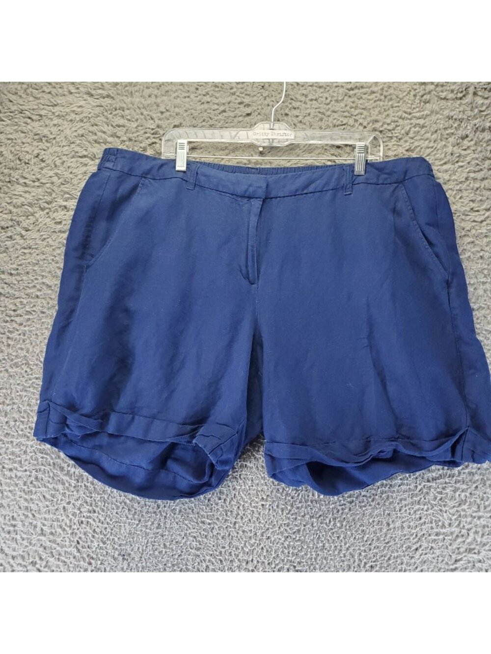 LANE BRYANT Shorts Womens 18/20 Blue Linen Blend Straight Cuffed Hem Casual